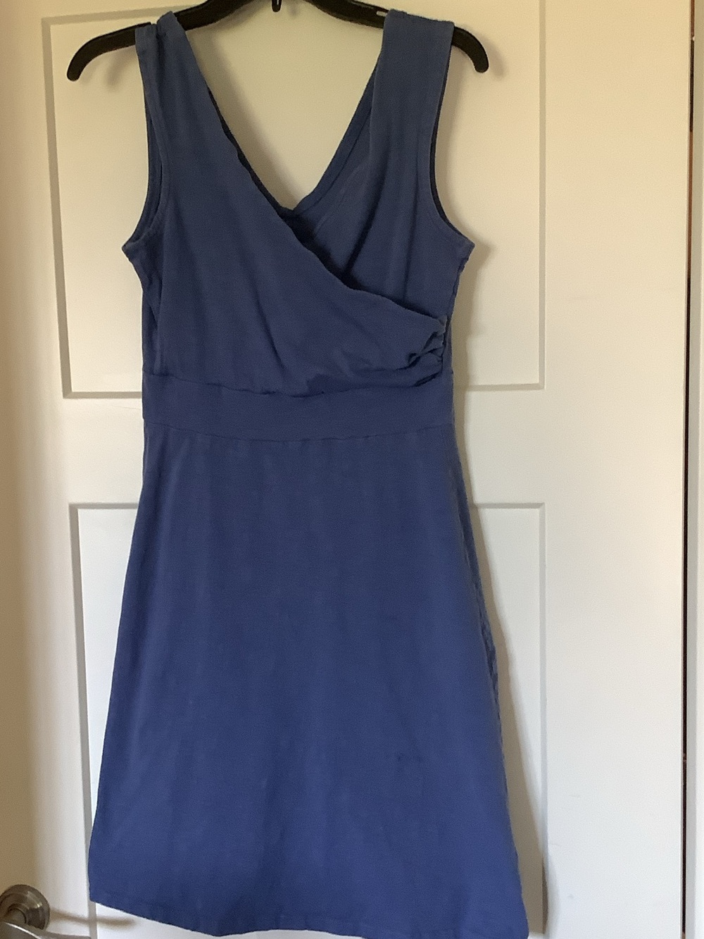 Patagonia Slate Blue Sleeveless V-Neck Wrap Midi Dress